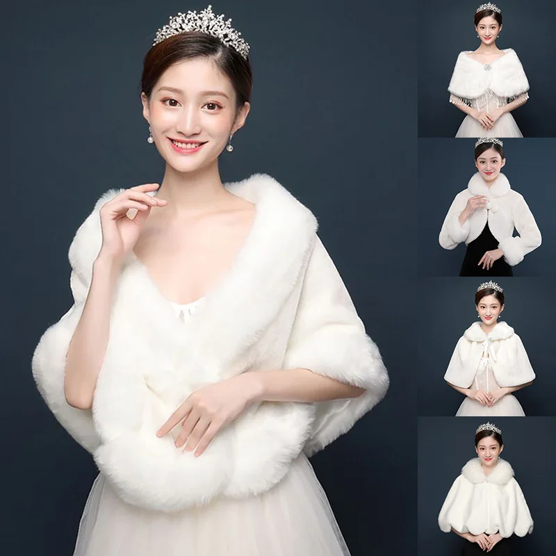 

Женская свадебная шаль-болеро из искусственного меха