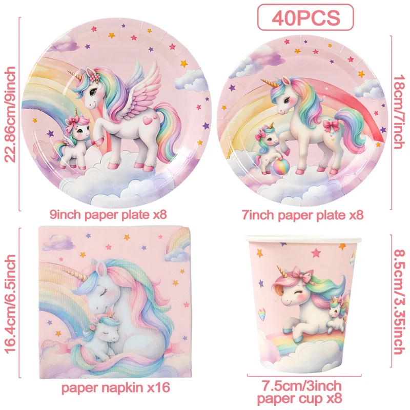 

Радужные единороги, бумажная посуда