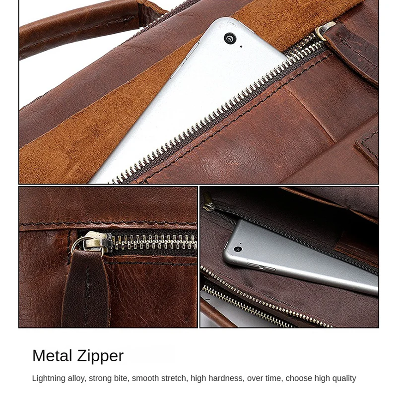 2023 Hot Sell Retro Fashion Men Handbags Genuine Leather Shoulder Bag Leather Handbag Sling Bag Men Male Crossbody Bag