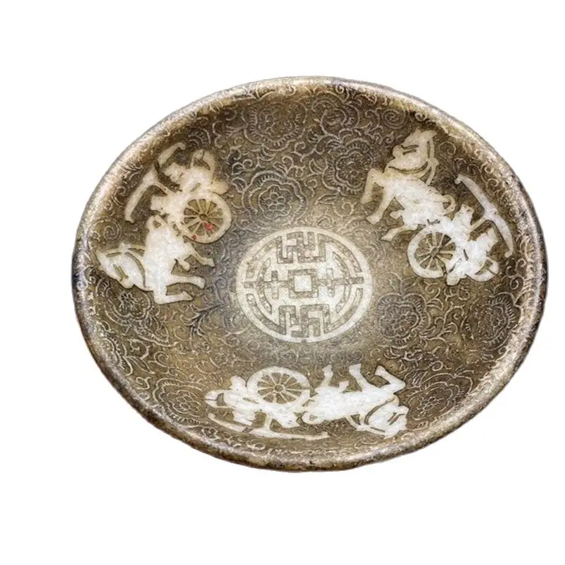

Коллекция старой чаши рельефная лошадь тянутая тележка узор нефрит резьба из сельской местности старая вещь
