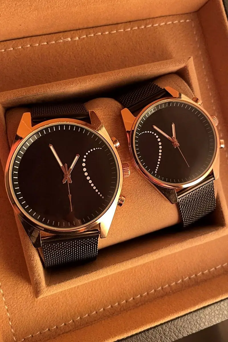 

Dotted heart patterned dear watches double combination