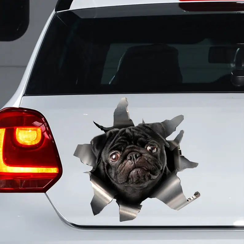 

Black Pug car sticker, Black Pug decal, Black Pug magnet