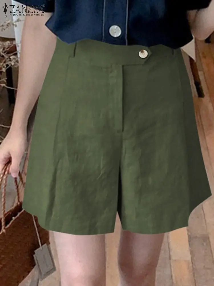 

ZANZEA Fashion Casual Loose Holiday Shorts Summer High Waist Solid Shorts Women Elegant OL Work Trousers Female Cotton Pants