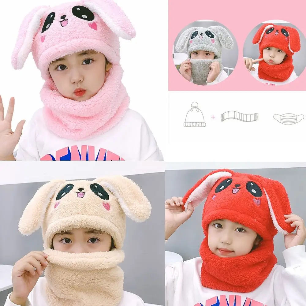 

Girls Boys Cartoo Baby Stuff Scarf Children Hat Bib Rabbit Ear Hat Kids Caps