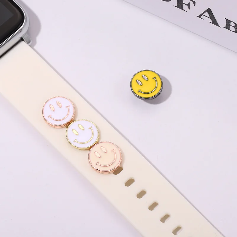 

Fun Smiley Silicone Strap Decorative Paw Nails for Apple Watch Band Charm Metal Rivet Accessories for Iwatch Bracelet Jewelry