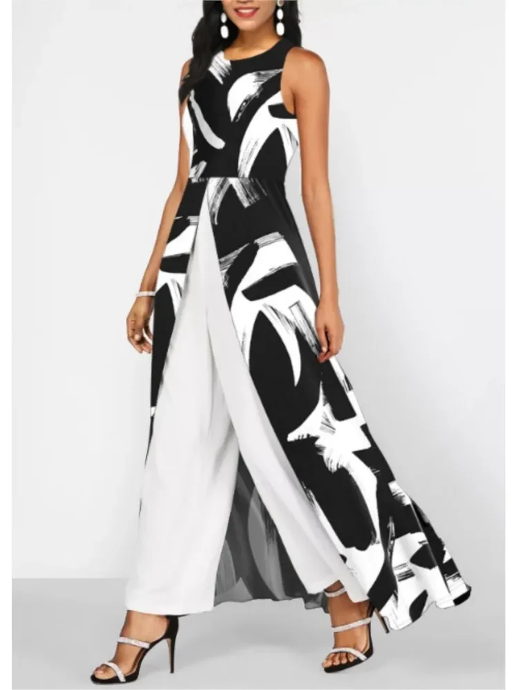 Комбинезон женский с круглым вырезом простой облегающий элегантный