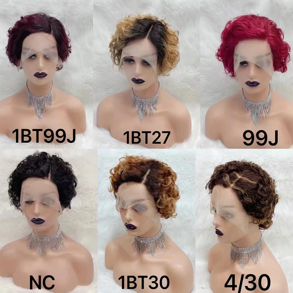 Short Wigs Lace Front Human Hair Wig Brazilian Curly Wigs Part Lace Frontal Human Hair Wave Pixie Cut Human Hair Wigs for Women