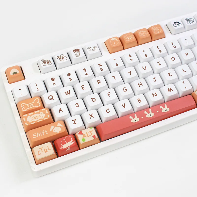 

Милый мультяшный кролик сублимационная клавиатура 132 клавиш XDA профиль PBT клавиатура колпачок для MX Cherry пользовательская клавиатура
