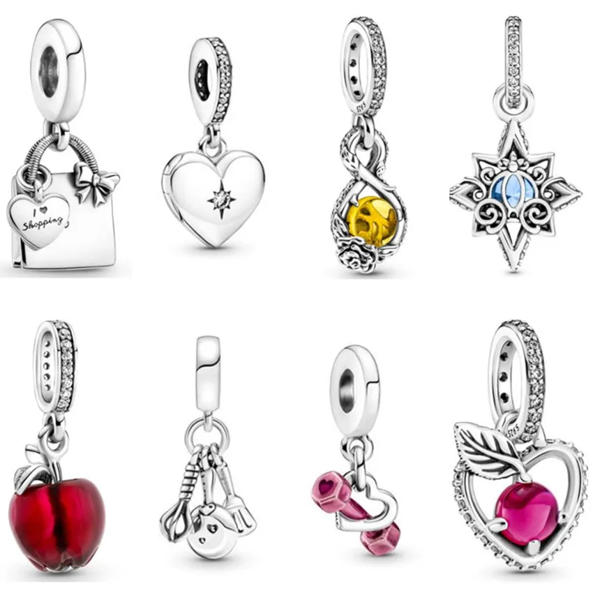 

Браслет и ожерелье из серебра 925 пробы с подвесками в виде сердца