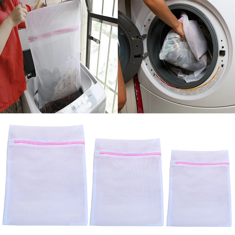 

Zippered Mesh Laundry Bag Clothes Protection Net Foldable Coarse Net 3 Size Wash Bags Bathroom Supplies For Washing Machines