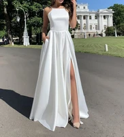 cfed 098 2022y new arrival solid color sleeveless evening dress pure white womens long dress elegant prom dress party dress