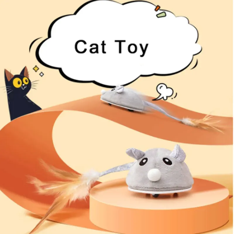 

Interactive Cat Toy Electronic Mice Pet Toys for Cats Playing Game Usb Rechargable Kitten Toys with Feather Cat Supplies