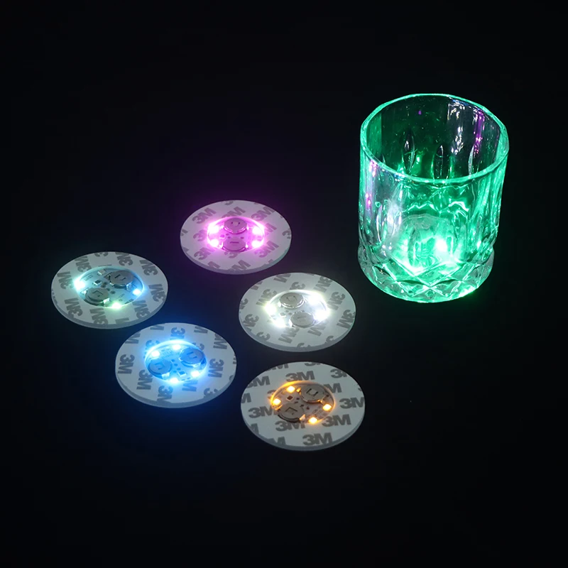 

5pcs/pack Wine Bottle LED Coasters Lights Drinking Glass Color Changing 3 Modes Flat Foam Core Board Party Accessories