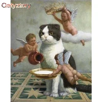 gatyztory oil painting by numbers angel and kitten scenery kits drawing canvas handpainted gift pictures landscape home decor