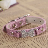 bling diamante dog collar red pink leather collars for dogs small teddy chihuahua puppy pet products adjustable 8 11