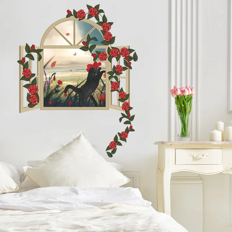 

Cartoon false window animal bedroom living room porch home wall decoration wallpaper self-adhesive