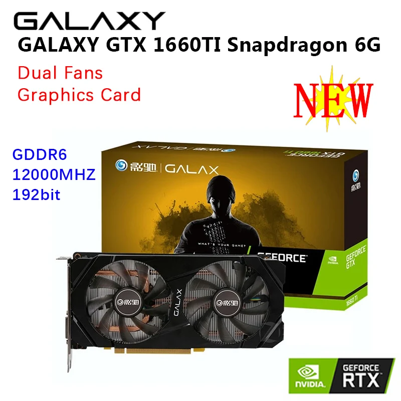 

Galaxy GeForce GTX 1660 Ti Graphics Cards GDDR6 GPU 6G 192bit 12000MHz 8pin Galaxy NVIDIA Galaxy Video Card New