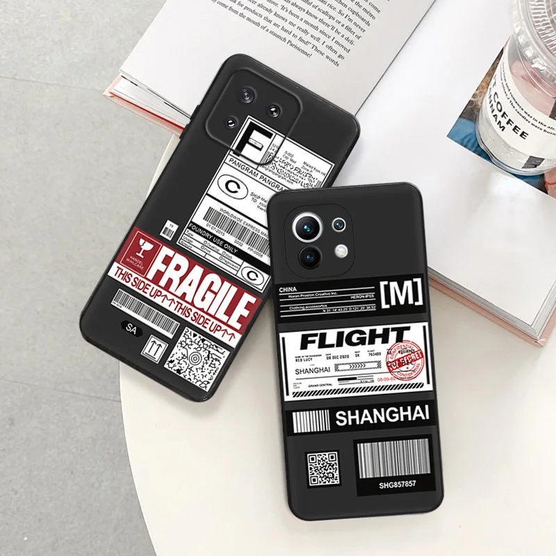 Черный матовый чехол для телефона Redmi Note 12 13 Xiaomi Pro 12C 12X 12T 13C 12S Lite Travel Luck Logistics label Soft