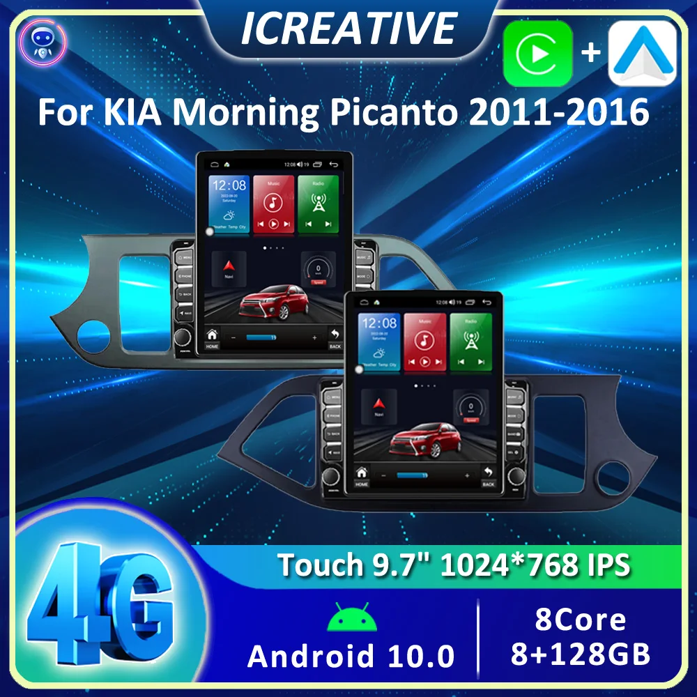

Android Tesla Screen Car Radio For KIA Morning Picanto 2011-2016 Carplay BT GPS Navigator Multimedia Video 9.7'' IPS Head Unit