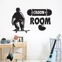 skateboard wall decals rooms custom name personalized skate stickers vinyl skateboard skateboarding kids room home decor hj1491