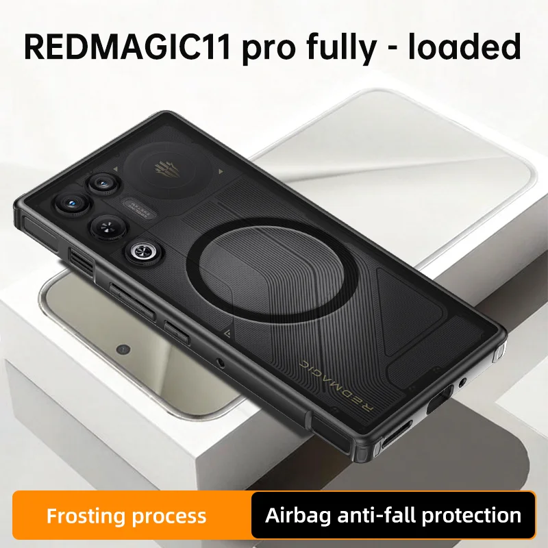 Фото Прозрачный ударопрочный чехол для ZTE Nubia RedMagic 11 Air с матовой рамкой из TPU, магнитной беспроводной зарядкой и пластиковой задней крышкой №2