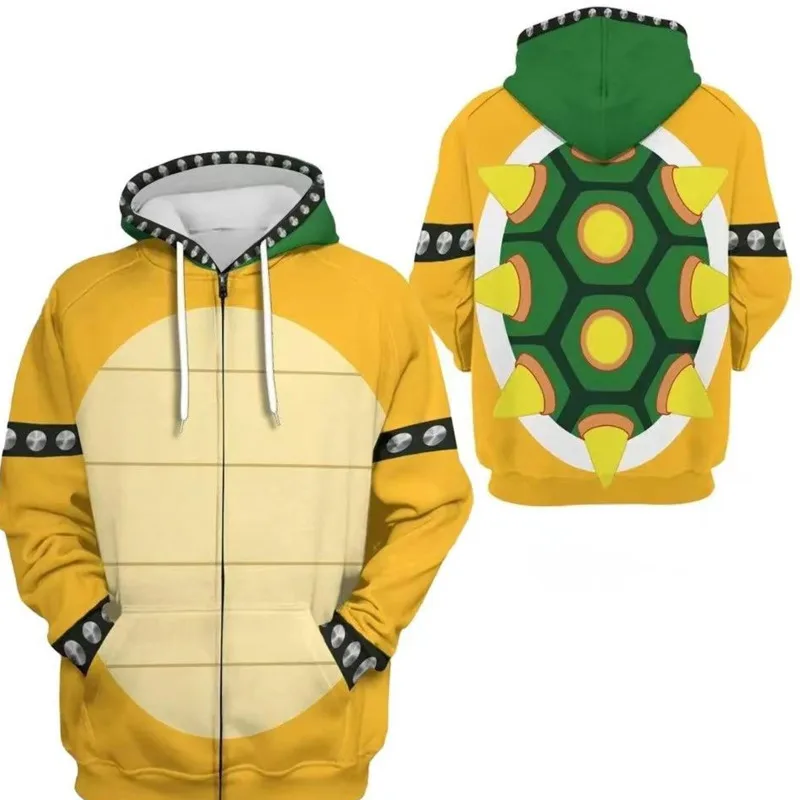 

Bowsering Cosplay Hoodie Sweats Multicolor Cotton Tops Anime Parent Child Clothing Birthday Autumn Long Halloween Party Shirt