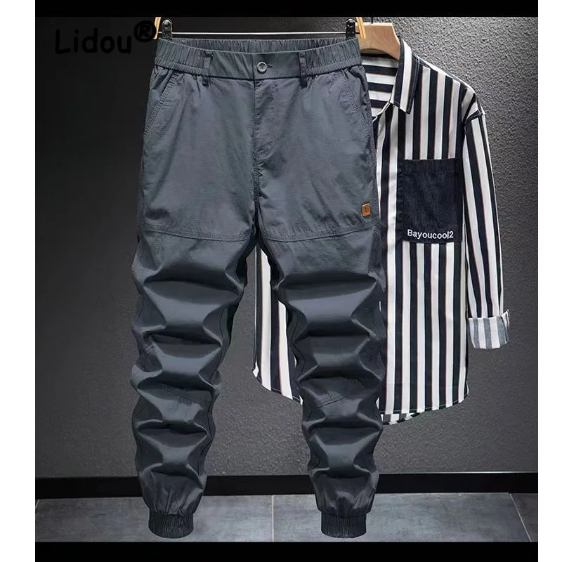 

Брюки-карго мужские летние тонкие свободные носимые рабочие защитные комбинезоны молодежные модные брендовые универсальные спортивные повседневные брюки