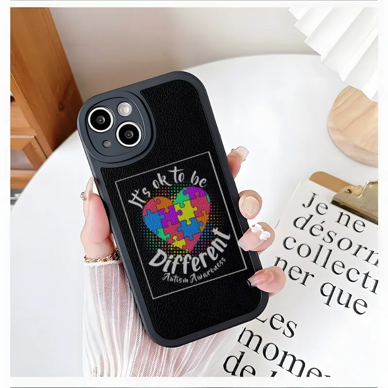 

DesktopAutism Support Puzzle Phone Case For IPhone 14 13 11 12 Pro Max Mini X XR XS 6 7 8 Plus Mini 2022 Lambskin Silicone Cover