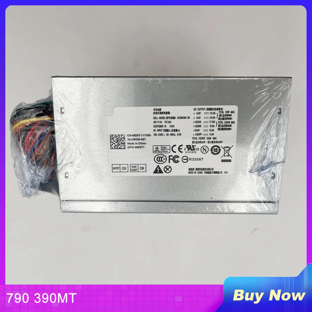 265 Вт для DELL 790 390MT блок питания 9D9T1 AC265AM-00
