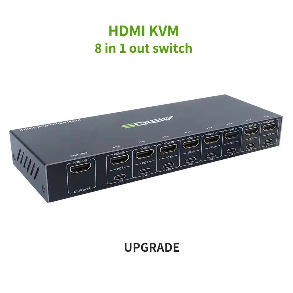 8 портов HDMI KVM переключатель 8 в 1 HDMI USB переключатель сплиттер для совместного использования монитора клавиатуры мыши адаптивный EDID/HDCP Расшифровка