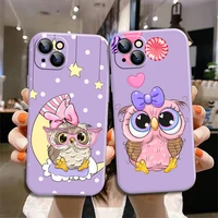 animal cute cartoon owl phone case for iphone 12 mini 13 11 pro max x xr xs max 7 8 6 6s plus se 2020 tpu fashion purple cover