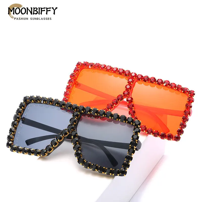 

Женские квадратные роскошные солнцезащитные очки Стразы 2022 модные необычные очки большого размера с кристаллами женские очки панка очки