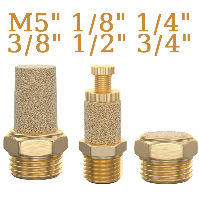 

10/50pcs Pneumatic Exhaust Muffler Brass 1/8" 1/4" 3/8" 1/2" G1" BSL M5 Silencers Fitting Noise Filter Reducer Connector Copper