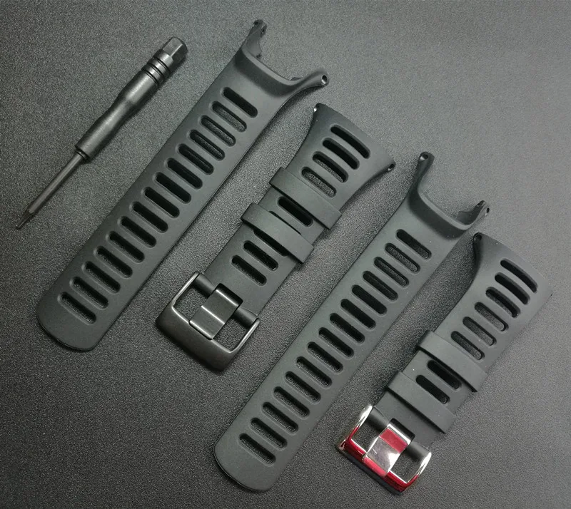 

Wholesale 20pcs Watchband FOR SUUNTO Ambit 1 2 3 2R 2S 24mm Men Watch Rubber Strap Watchband silver black color Buckle