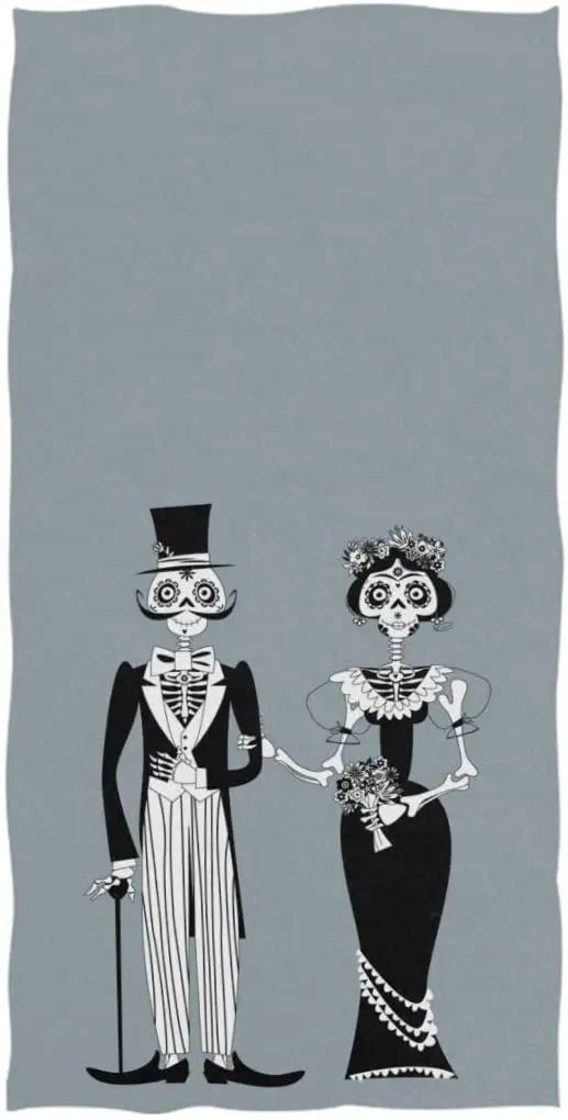 

Face Towel Sugar Dressed Couple Skeleton in Love Soft Highly Absorbent Guest Large Home Decorative Hand Towels Multipurpose for