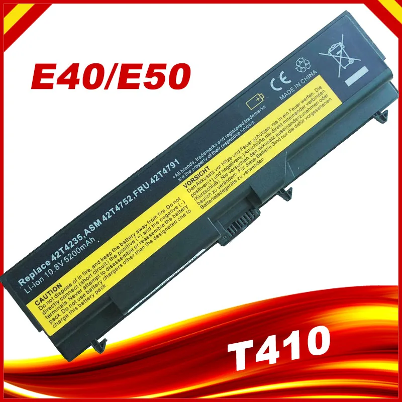 

6cells 5200mAh T410 T520 New Battery for Lenovo ThinkPad Edge T420 L410 L420 T510 E40 E50 L512 W510 W520 L412 L421 L510 L520