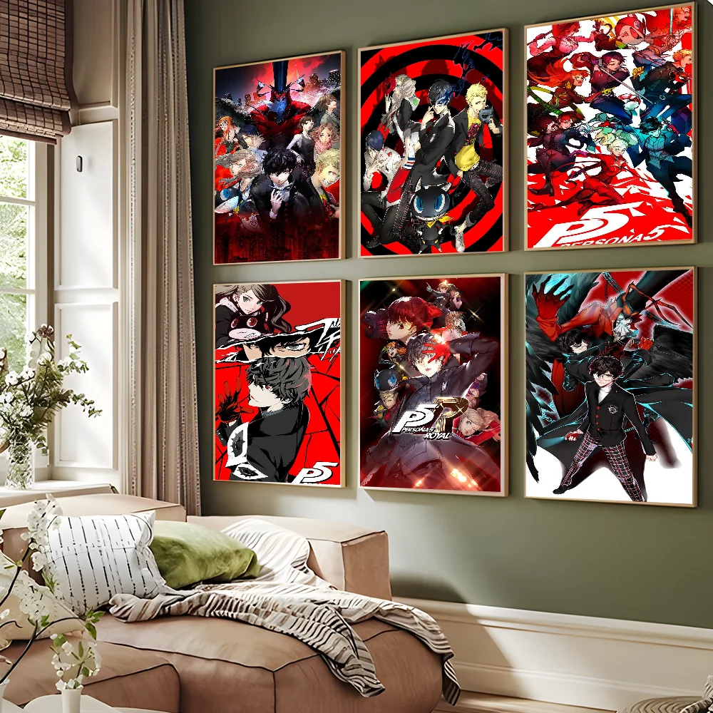 Самоклеящийся Постер Высокого Качества Hd persona 5 Для Видеоигр Белая Настенная