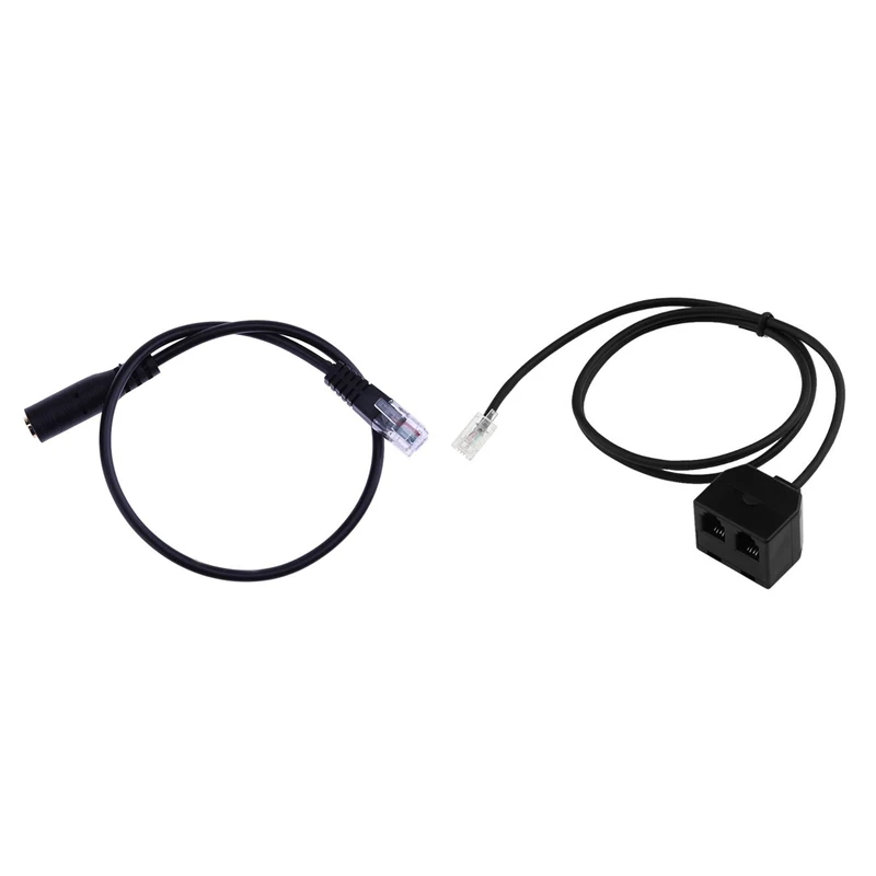 

2Pc 3.5Mm Stereo Audio Headset To Jack Adapter & 1X RJ9 4P4C Male To Dual Female Ports Connector Telephone Adapter