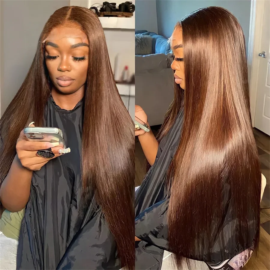 Brown Lace Front Human Hair Wigs Pre Plucked With Baby Hair 360 Full Lace 13x4 13x6 Chocolate Straight Hd Lace Frontal Wig