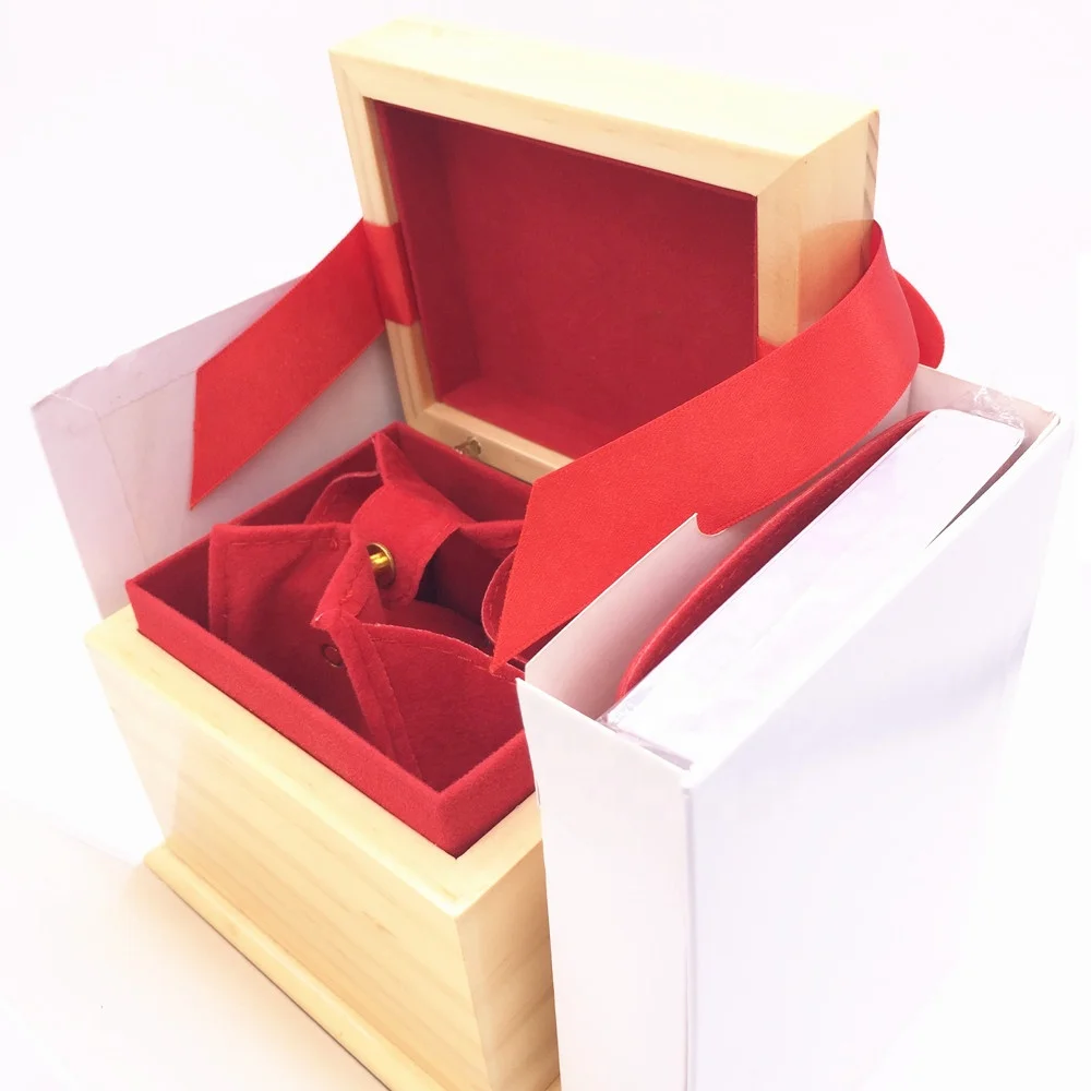 new square Red box watch booklet card tags and papers in english watches Box Original Inner Outer Men Wristwatch box