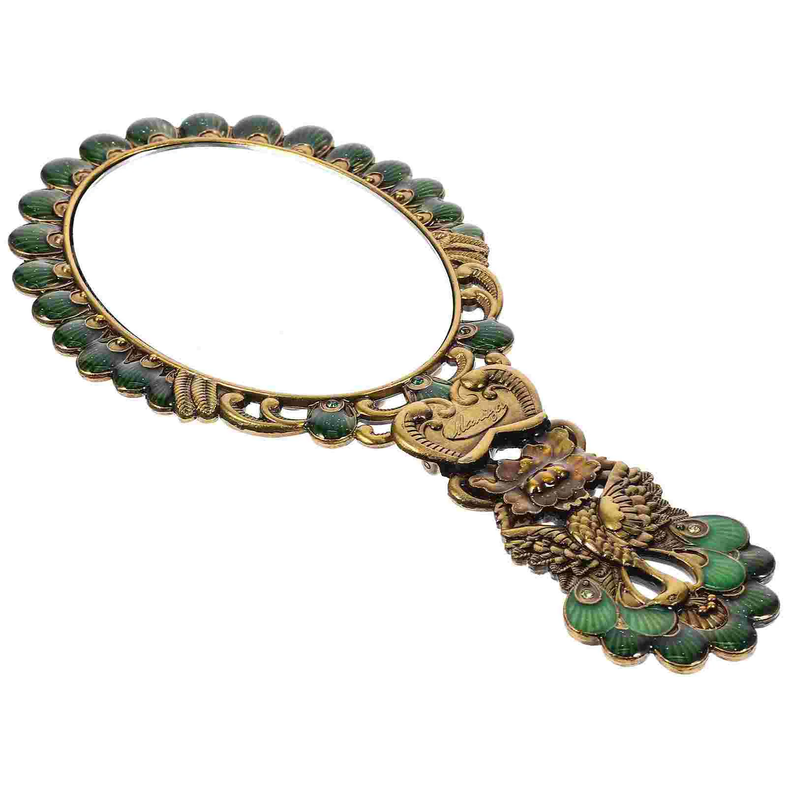 

Vanity Mirror Handheld Girl Mirrors Vintage Foldable Portable Oval Carry Makeup