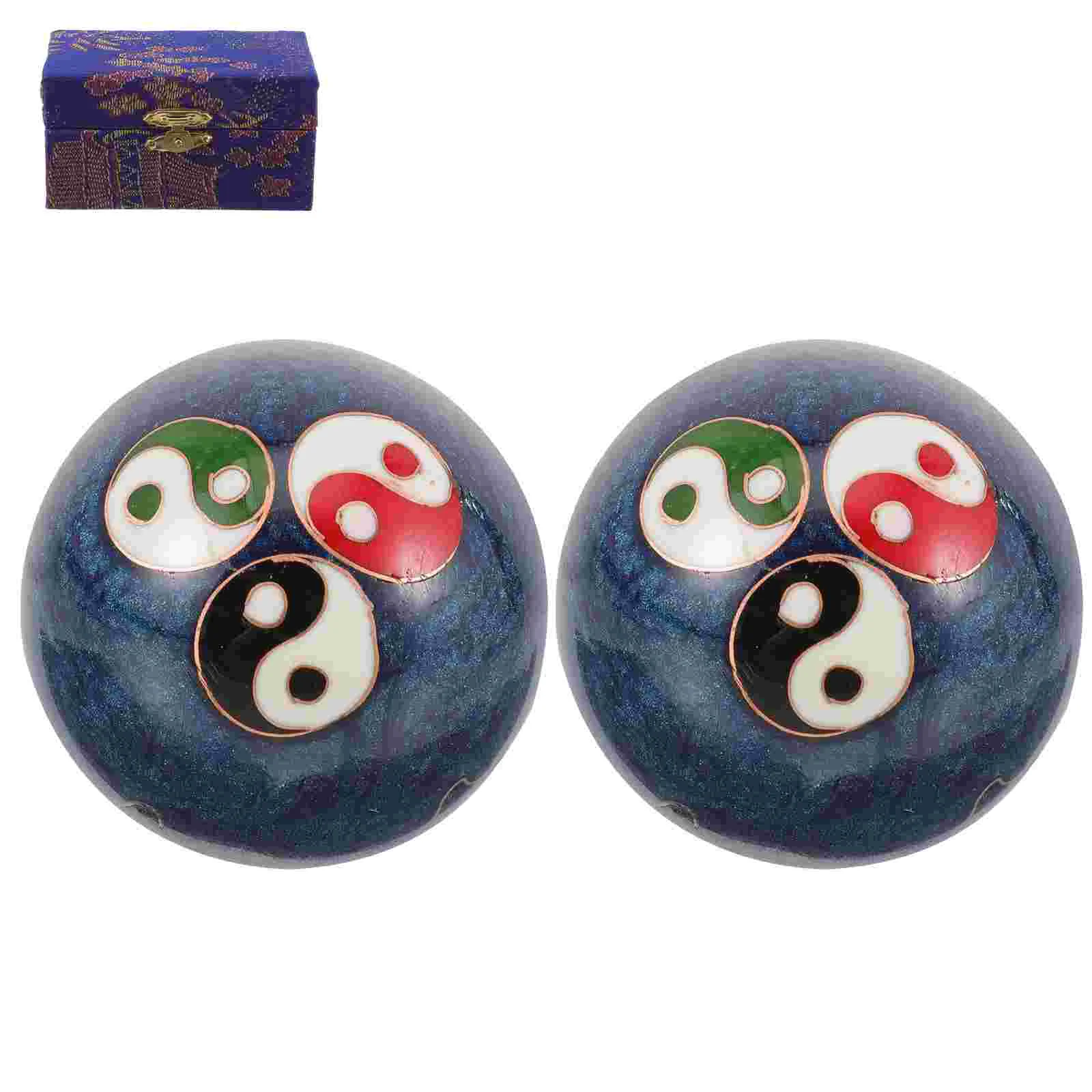 

1 Набор портативных массажных небольших шариков, портативный металлический вращающийся фотомассажер для пожилых людей с коробкой