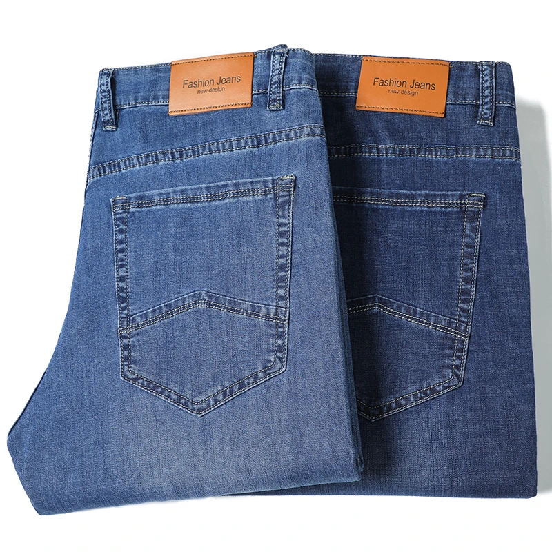 

2022 Summer Business Straight Jeans Spring And Autumn New Men'S Loose Elastic Thin Denim Trousers Male High-End Brand Slim Pants