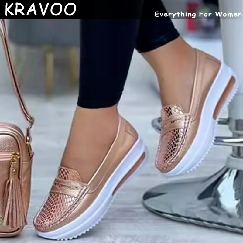 

Модные Лоферы KRAVOO, роскошные дизайнерские дышащие слипоны, Вулканизированная обувь, Повседневные Легкие уличные женские кроссовки на танк...