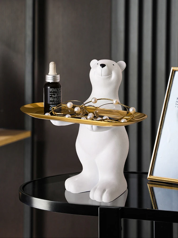 

Creative Polar Bear Porch for Put keys Storage Decoration Entrance Living Room Tray Housewarming Gift Craft Sculpture Ornament