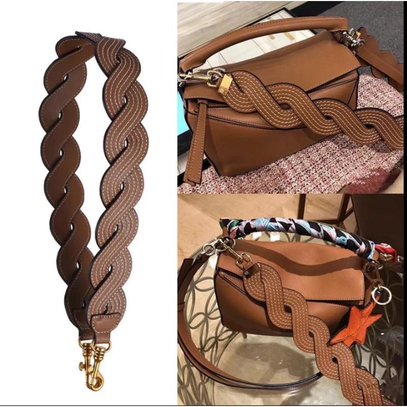 Genuine Leather Bag Strap Handbag Accessories Bag Shoulder Strap Women's Bag Belt Color Ethnic 4cm Wind Long Shoulder Strap