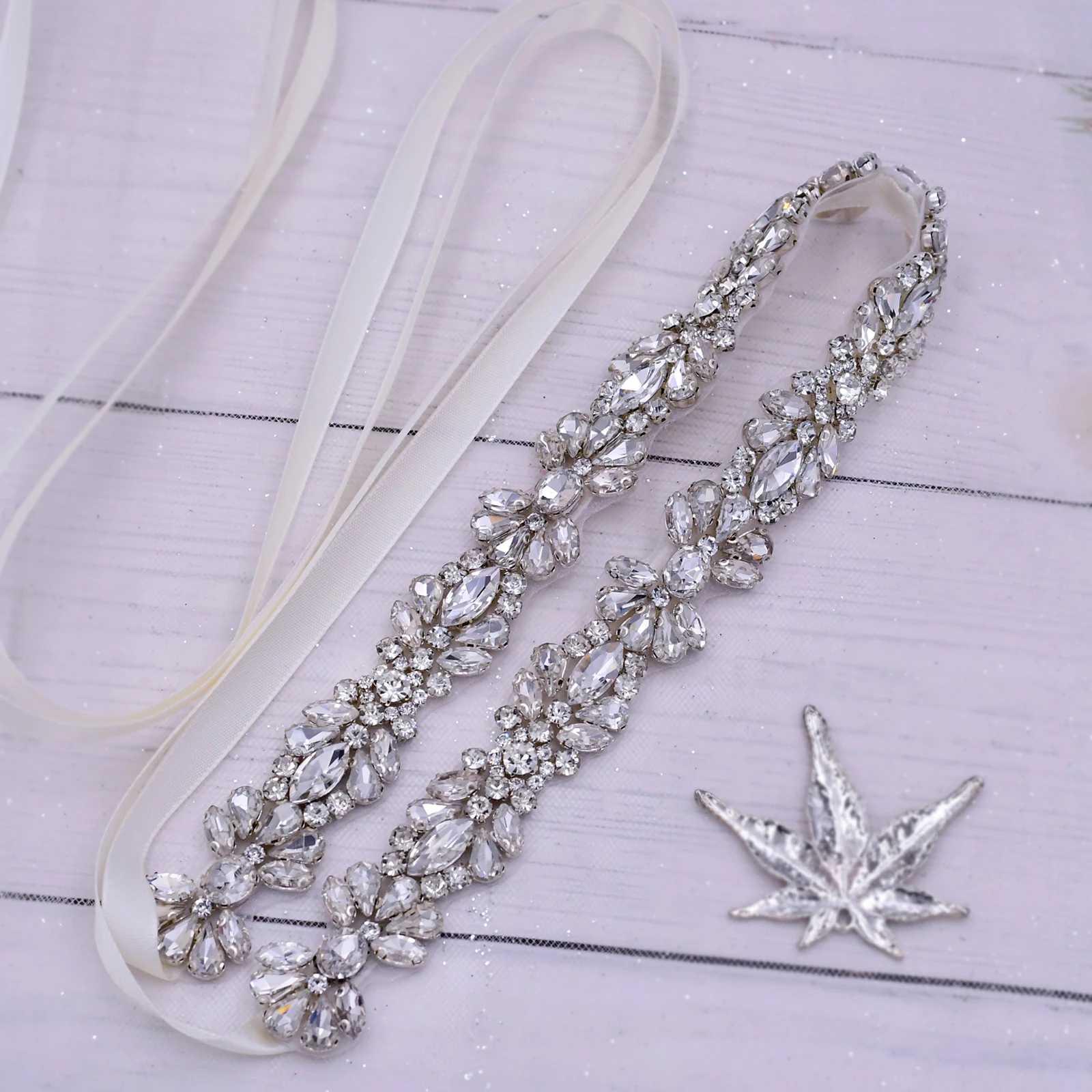 

TRiXY Shinny Crystal Belt Wedding Bridal Belt Ladies Party Dress Accessories Silver Rhinestone Appliques Evening Dress Sashes