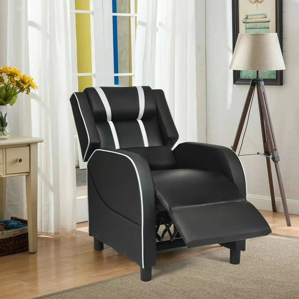 

Racing Single Lounge Sofa Gaming Recliner Chair Theater White