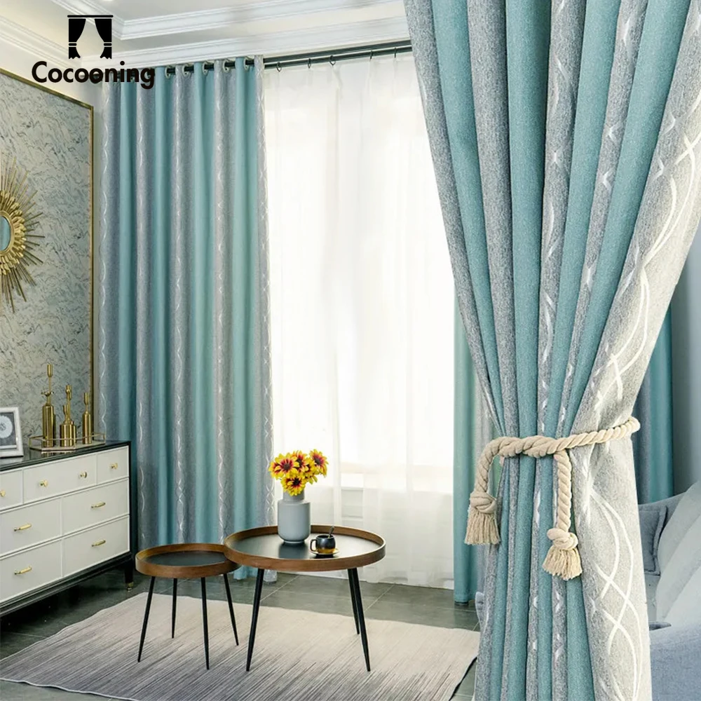 

2022 Modern Blackout Curtain Cotton Curtains for Living Room Printed Thickened Fabric Drapes for Dining Room