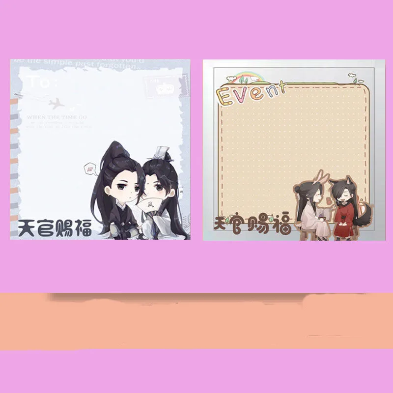 

Heaven Official’s Blessing Memo Pad Post Sticky Anime Pasteable Sticky Notes Message Paper Stationery Square School Supplies